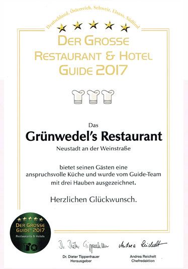 Restaurant Guide 5 stars 2017